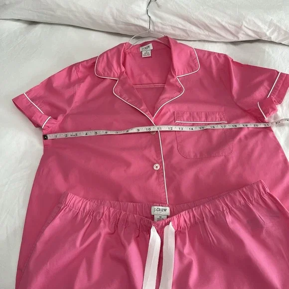 J.CREW Women's Pajama Shorts & Top Set Pink 100% Cotton Sz Medium - Picture 7 of 11